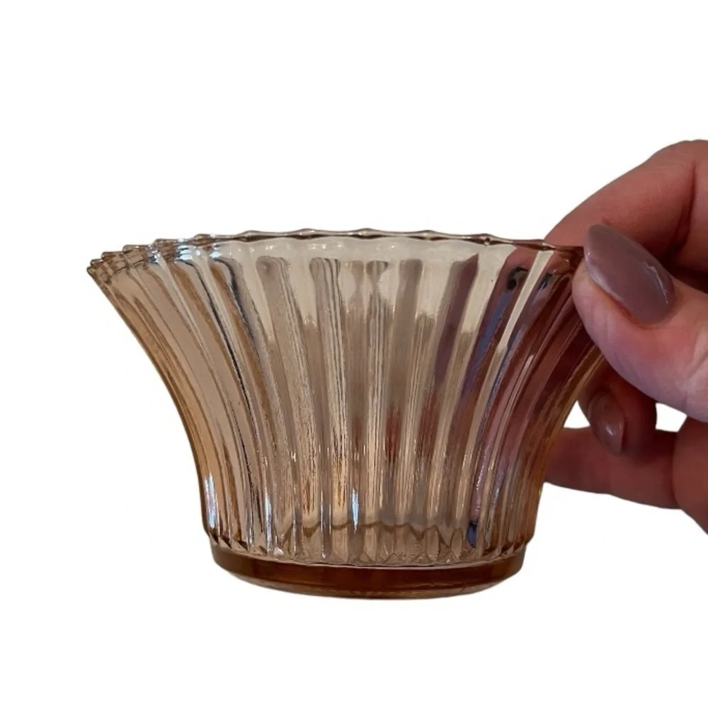 Vtg. Anchor Hocking Queen Mary Pink Depression Glass Bowl or Custard Cup  (2)